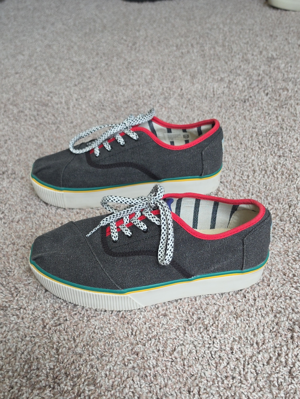 Toms Venice Cordones Boardwalk Platform Sneakers Womens Size 8.5